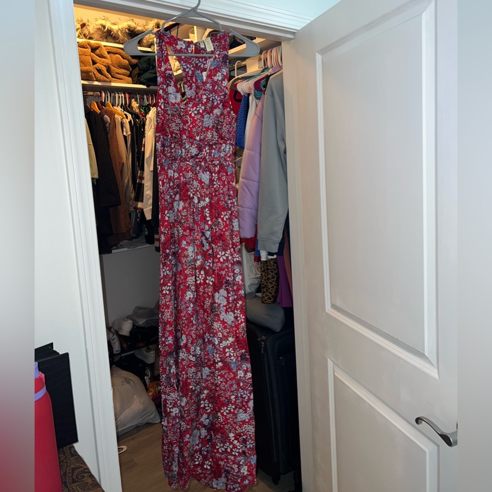 TJ MAXX JAPNA Red Floral Maxi Dress US S NWT